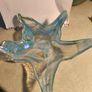 Glass Bowl Round Star Shaped Murano Art Deco Art Blue White Image 2