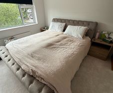 Super King Upholstered Button Tufted Bed Frame Harvey Norman