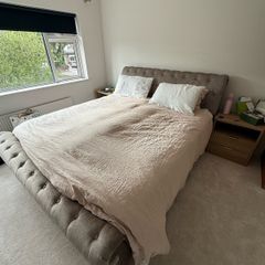 Super King Upholstered Button Tufted Bed Frame Harvey Norman