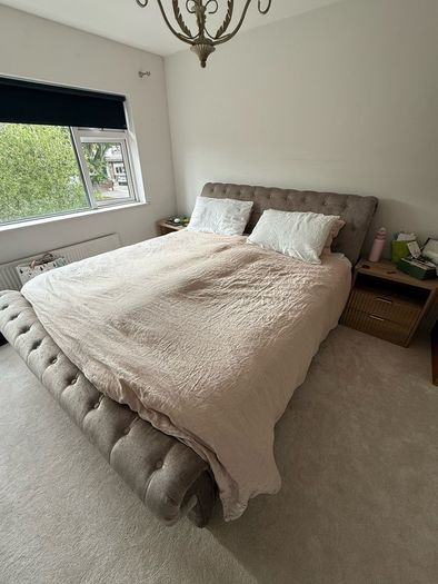 Super King Upholstered Button Tufted Bed Frame Harvey Norman