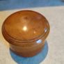 Antique Treen Pot Small Antique Treen Pot.Screw-on mushroom shaped lid.Polished light colored wood, possibly yew or sycamore. Image 3