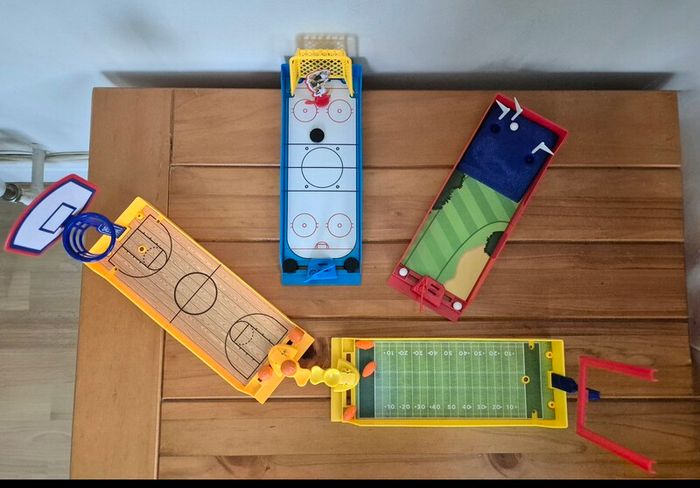 Mini Tabletop Sports Arcade Games Set (Basketball, Ice Hockey, Golf, Football)