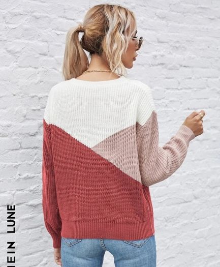 Color Block Drop Shoulder Sweater