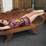 Solid wood 2-seater with scrolled arms and carving Image 8