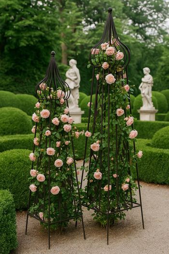 French Style Rose Obelisks Set of 2