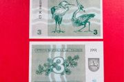 Lithuania   3  TALANOS . 1991   Pick  34  ( Uncirculated )