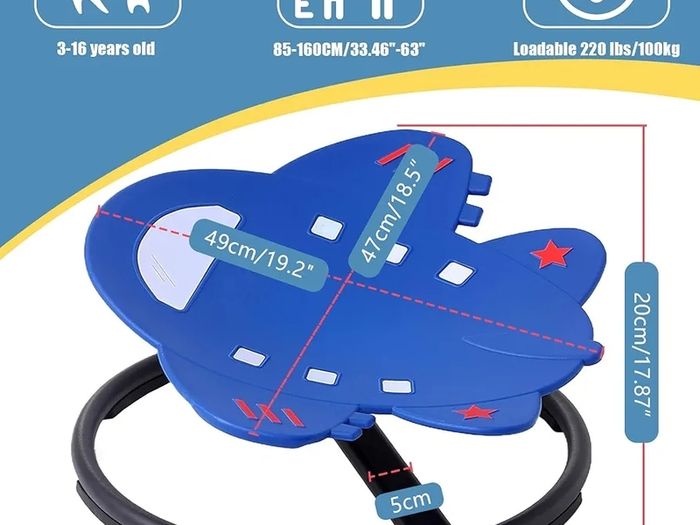 Sensory Spinning Chair for Kids,Autistic Childs Swivel Chair,Sit and Spin Toy,Training Body Coordination,Metal Base Non-Slip Indoor and Outdoor Activity Spins Toys,Ages 3-12 (blue)