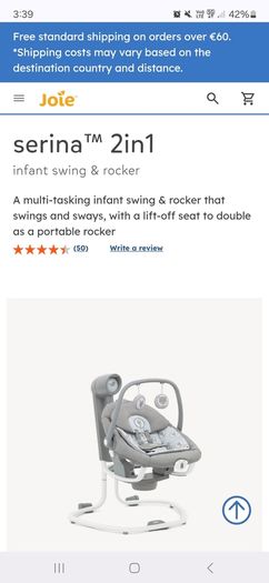 joie serina 2in1 swing and rocker