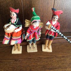 Folk Art 3 Peruvian Dolls