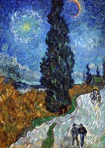 Vincent Van Gogh - Country Road in Provence by Night - Rare Mini Print/Poster