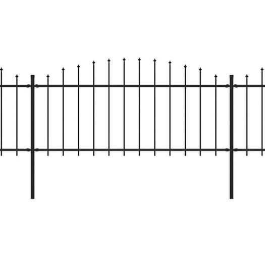 Garden Fence with Spear Top Steel (0.5-0.75)x5.1 m Black