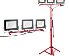 15000 Lumens, Three-Head Portable Camping Light with Individual Switch, Tripod Stand, 3.3 m Power Cord, for Indoor Outdoor Job Site Construction, IP65 Waterproof