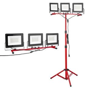 15000 Lumens, Three-Head Portable Camping Light with Individual Switch, Tripod Stand, 3.3 m Power Cord, for Indoor Outdoor Job Site Construction, IP65 Waterproof