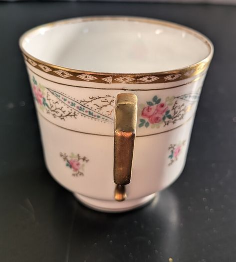 Antique G.D. & Co Limoges France Floral Porcelain Cup with Gilt Trim
