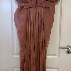 Elegant Dusty Mauve Crystal Embellished Evening Gown