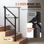 Handrails for Outdoor Steps, 2 PCS 2-3 Step Stair Hand Rail Kit, Transitional Carbon Steel Railings with Installation Kit, Stair Rails for Seniors, Concrete & Porch & Deck, Black Square Tube Image 3
