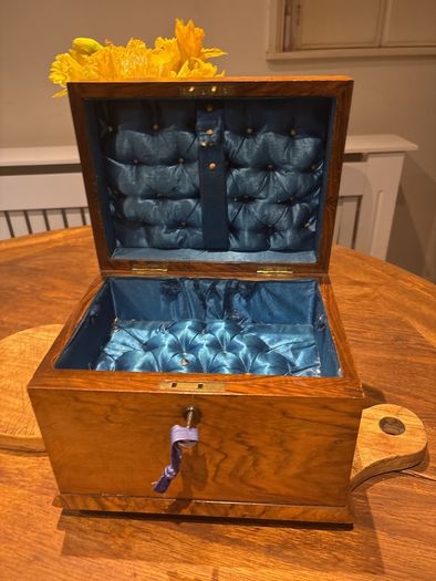 antique walnut box with key