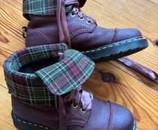 Doc Martens oxblood and tartan ladies size 6 boots