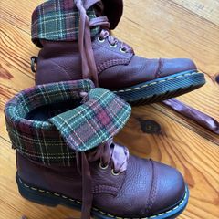 Doc Martens oxblood and tartan ladies size 6 boots