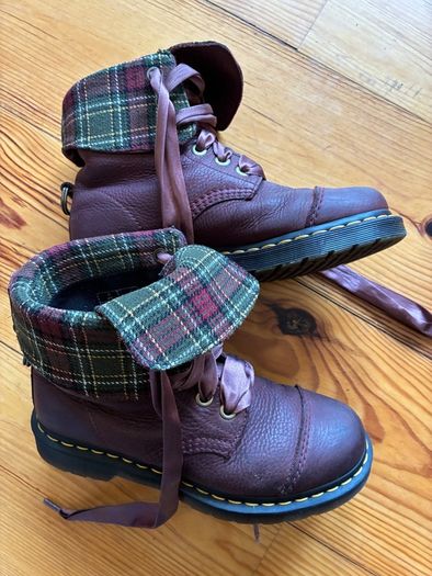 Doc Martens oxblood and tartan ladies size 6 boots