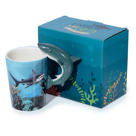 BRAND NEW Lisa Parker Shark Ceramic Shaped Handle Mug