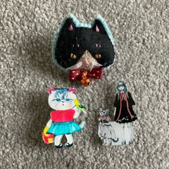 3 little brooches for kawaii cat lovers