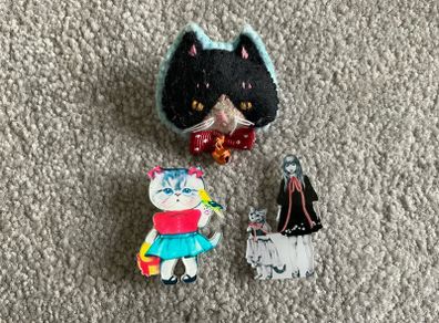 3 little brooches for kawaii cat lovers