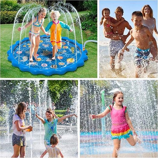 Splash Pad, Sprinkler & Splash Play Mat for Toddlers, Inflatable Outdoor Party Sprinkler Pad Wading Pool with 5 Patches for Kids (FREE POSTAGE)