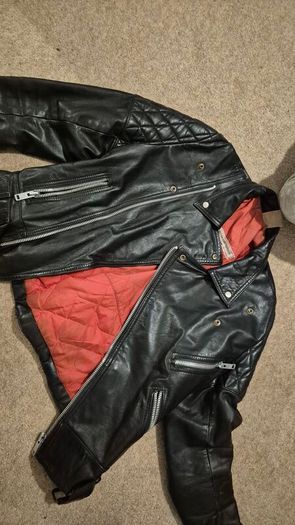 Vintage classic retro motorbike leather jacket