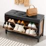 Shoe Bench Padded Shoe Organiser with Flap Shoe Cabinet for 6 Pairs of Shoes Steel Frame Industrial Design Vintage Brown/Black Image 2