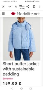 United Colors of Benetton light blue Thermore jacket S