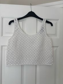Topshop white crochet top size 8