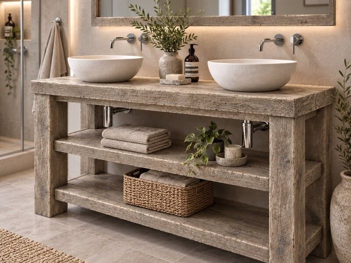 Handmade Aged Driftwood Style Bathroom Vanity Unit