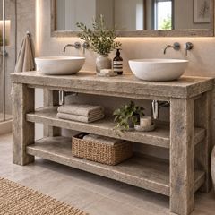Handmade Aged Driftwood Style Bathroom Vanity Unit