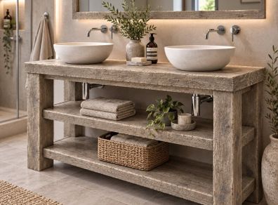 Handmade Aged Driftwood Style Bathroom Vanity Unit