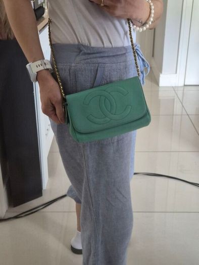 Chanel mirrored make up body bag
