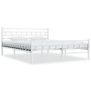 Bed Frame White Metal 180x200 cm