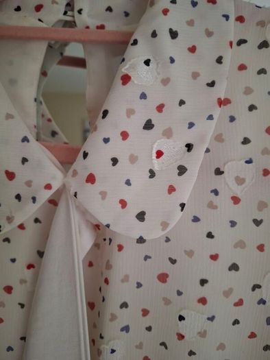 Sisters by Caroline Kilkenny  Cream & Teal Heart Print Dress