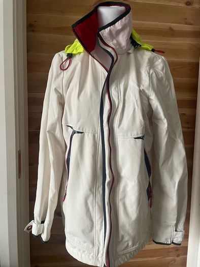 womens jacket water repellent windproof breathable Frandsen taped shoulders off white size 10/12