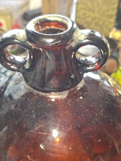 Vintage Large Amber Glass Demijohn Bottle Double Loop Jug Postage Available or Collection,