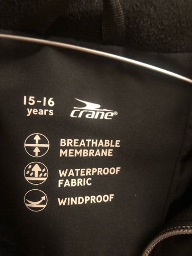 Crane warm black coat (age 15-16)