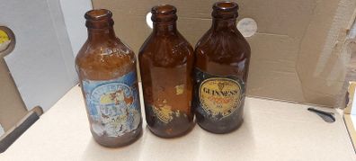 3 x half pint bottles ,2x Guinness 1x harp bottles ,bottles good ,labels used ,,bottled by 111,on 2 x Guinness bottles,,buyer collects or pays postage thank you, take as is ,