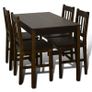 Dining Set 5 Pieces Pine Wood Brown Image 2
