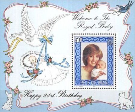 1982 Isle of Man The Anniversary of the Birth of Prince William Commemorative Stamp Miniature Sheet Mint Never Hinged (MNH)