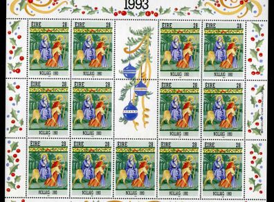 1993 Ireland Christmas Commemorative Stamp Sheetlet Mint Never Hinged (MNH)