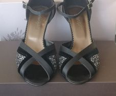 Principles Black Glitter Strappy Sandals.  Size EU 36.  UK 3.