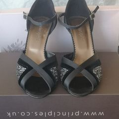 Principles Black Glitter Strappy Sandals.  Size EU 36.  UK 3.