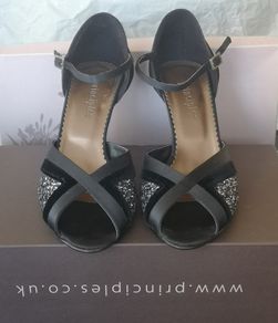 Principles Black Glitter Strappy Sandals.  Size EU 36.  UK 3.