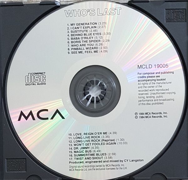 The Who "Who's Last" CD Album
