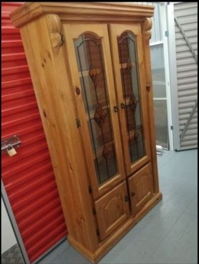 Solid wood Display Cabinet/ Book Case with double doors, shelves and storage.